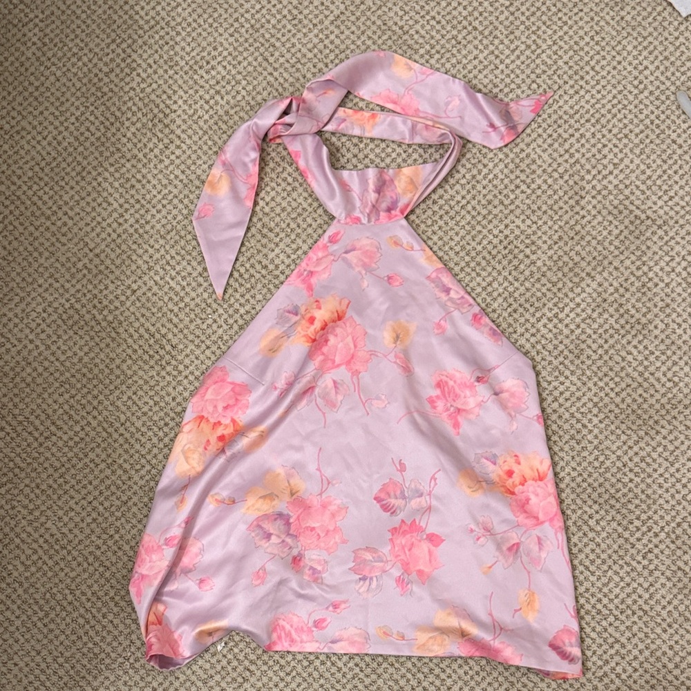 LoveShackFancy Pink Floral Halter Top